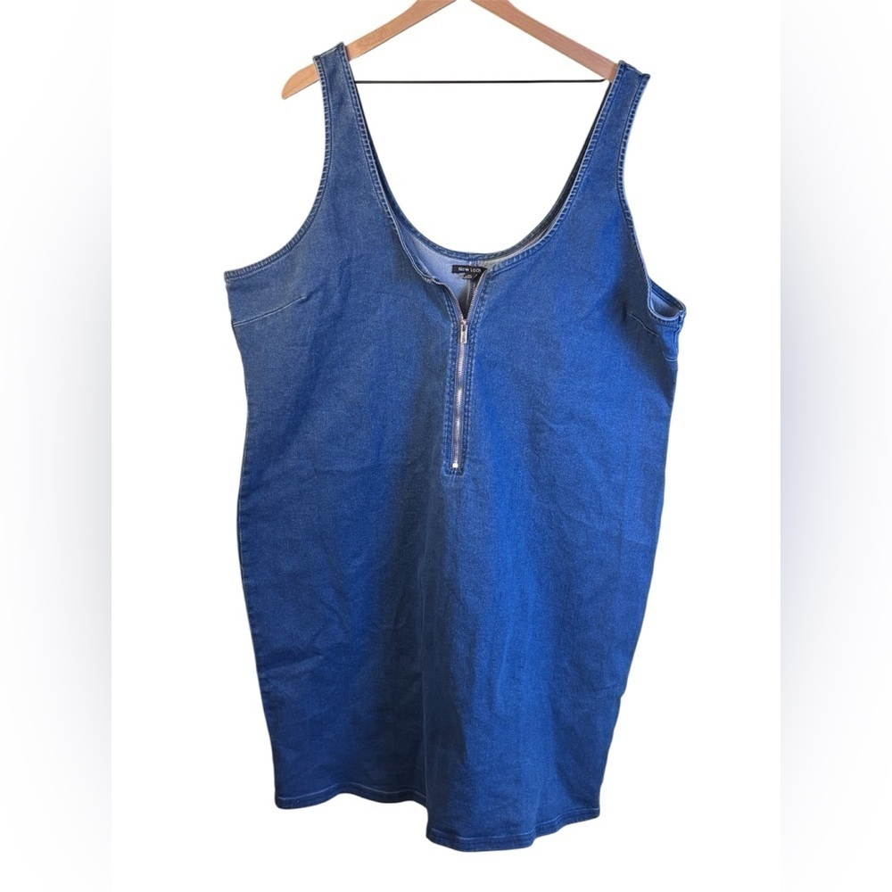 Blue Denim Sleeveless Jumper. Mini Length. Size 3X.